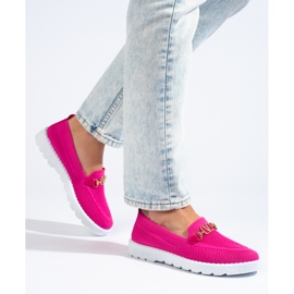 Mocassini donna in tessuto Shelovet fucsia rosa 1