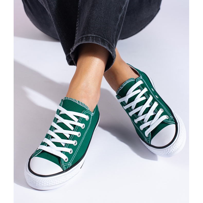 SHELOVET Sneakers Vico basse da donna di colore verde 1