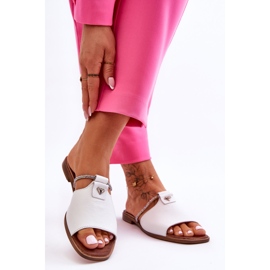 Sandali Donna Con Tacco Piatto Nicole 2806/009 Bianco 2