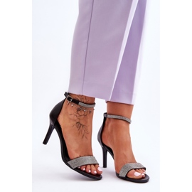 Sandali con tacco alto da donna con getti neri Perfecto nero 1