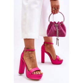 Sandali in pelle su tacco alto e plateau Pink Sky Dream rosa 1