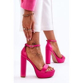 Sandali in pelle su tacco alto e plateau Pink Sky Dream rosa 2