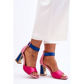 Eleganti sandali con tacco alto rosa e blu Sorel 1