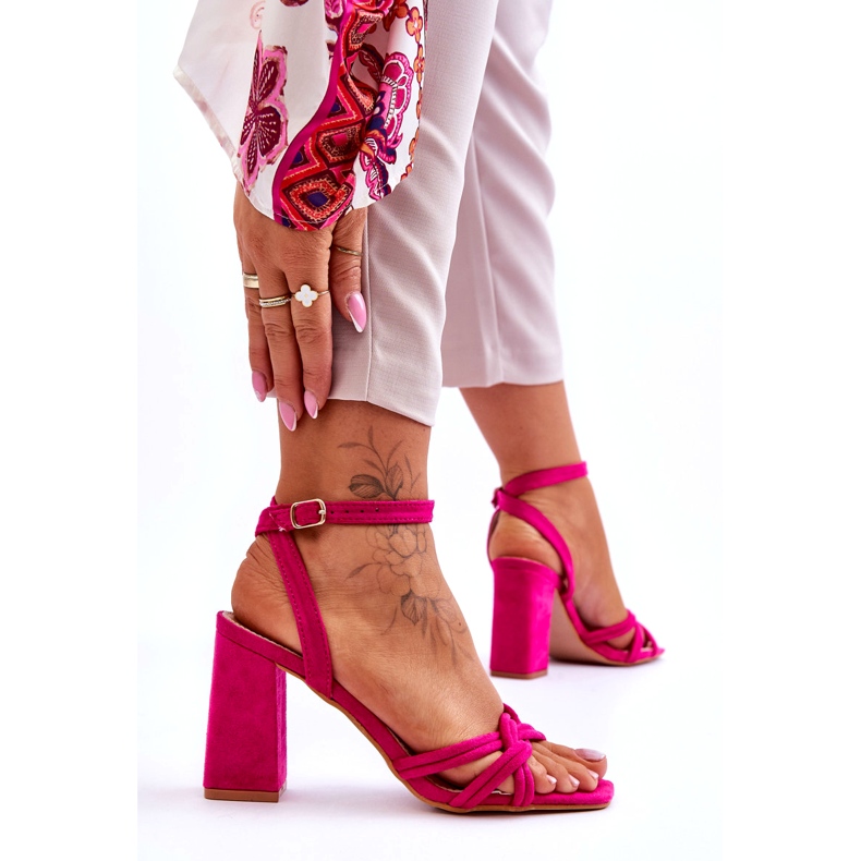 Classici sandali con tacco in pelle scamosciata Bernett fucsia rosa 8
