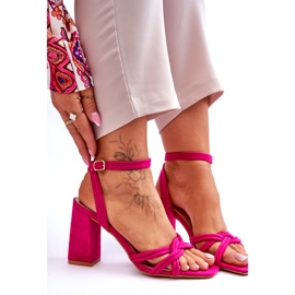 Classici sandali con tacco in pelle scamosciata Bernett fucsia rosa 7
