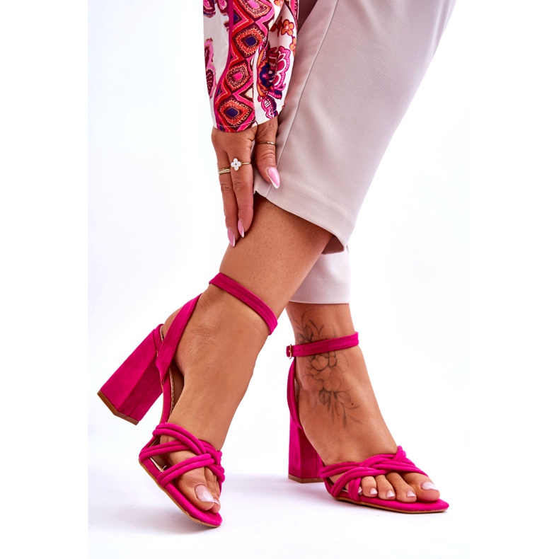 Classici sandali con tacco in pelle scamosciata Bernett fucsia rosa 2