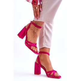 Classici sandali con tacco in pelle scamosciata Bernett fucsia rosa 5