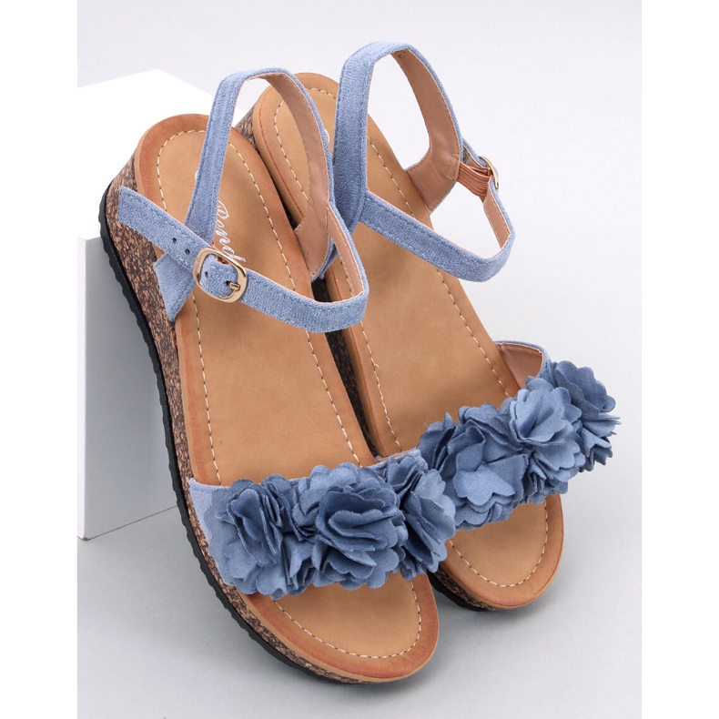 Sandali con zeppa con fiori Pionter Blue 1