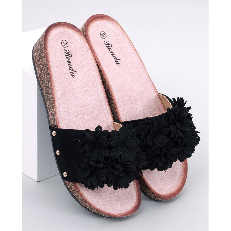 Sandali con zeppa con fiori di Galia Black nero 1
