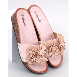 Sandali con zeppa con fiori di Galia Beige 1