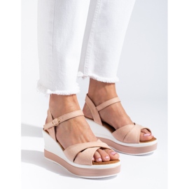 Sandalo con zeppa Shelovet beige da donna 1