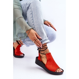 Sandali con zeppa in camoscio Nicole 2743 arancione arancia 2
