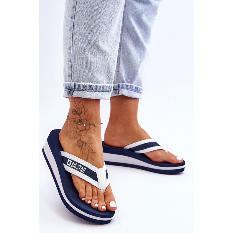 Infradito con zeppa da donna Big Star HH274A094 Blu Navy 1
