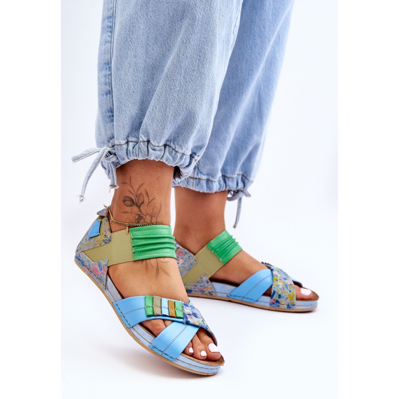 Sandali In Pelle Con Guardolo Maciejka 03375-34 Blu 1
