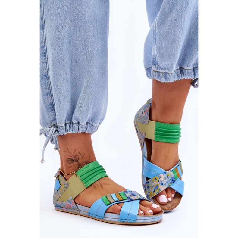 Sandali In Pelle Con Guardolo Maciejka 03375-34 Blu 2