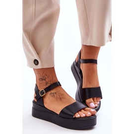 Comodi sandali con zeppa in pelle neri Tifena nero 2