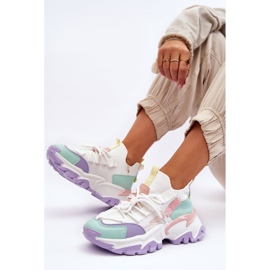 PS1 Scarpe da ginnastica calzino senza lacci da donna bianche/viola Keaton bianco 1