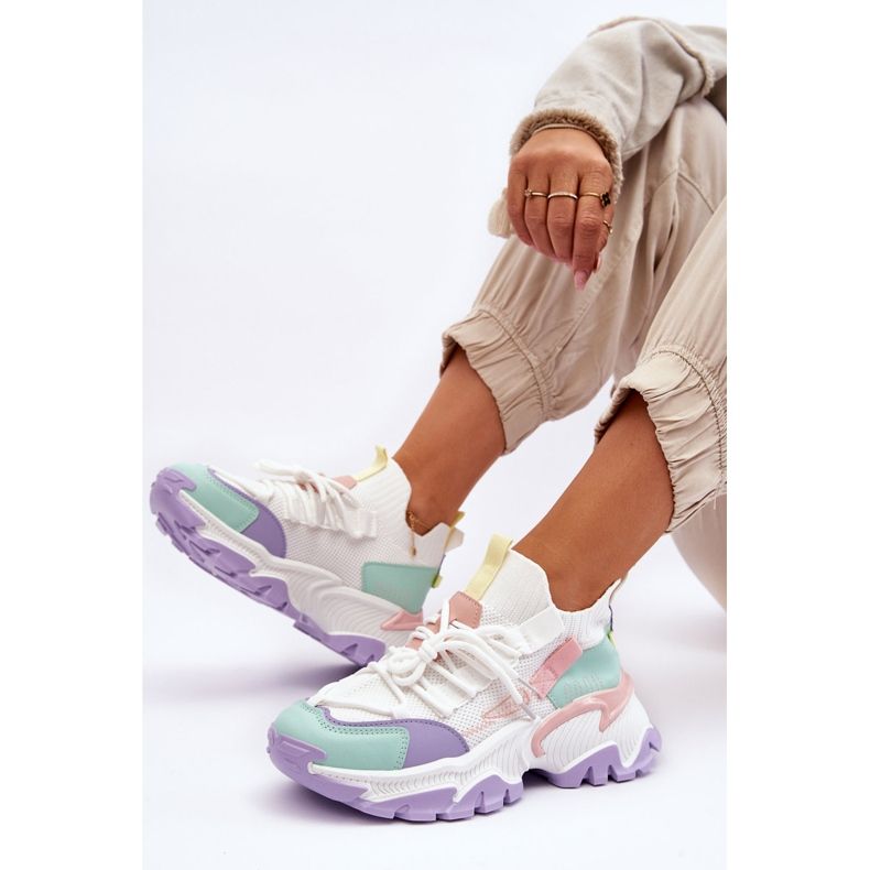 PS1 Scarpe da ginnastica calzino senza lacci da donna bianche/viola Keaton bianco 1