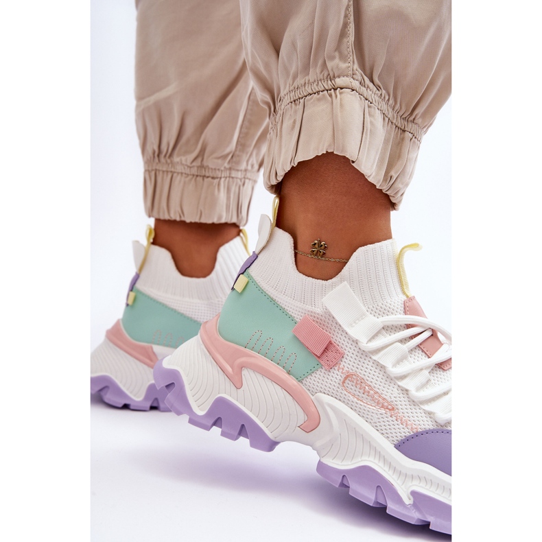 PS1 Scarpe da ginnastica calzino senza lacci da donna bianche/viola Keaton bianco 2