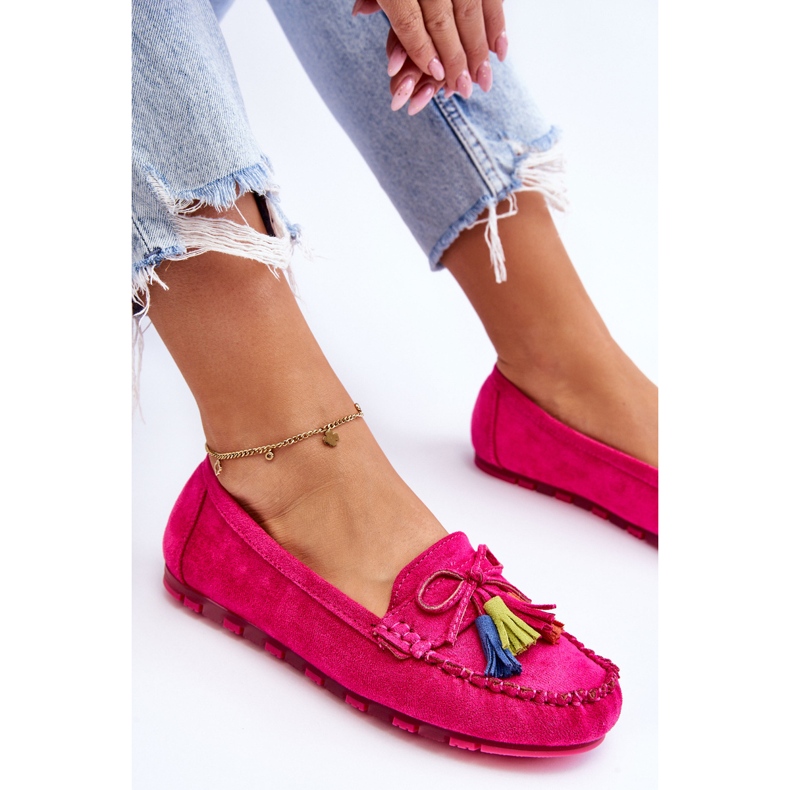 PS1 Mocassino In Camoscio Con Fiocco E Frange Fucsia Dorine rosa 1