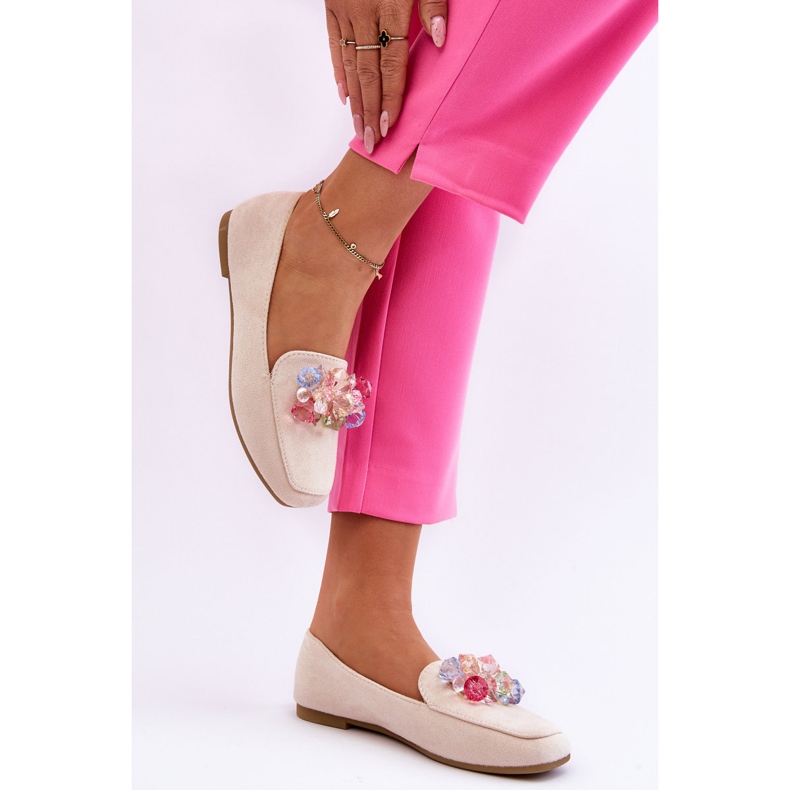PS1 Mocassini in camoscio con cristalli decorativi beige Arvilla 2