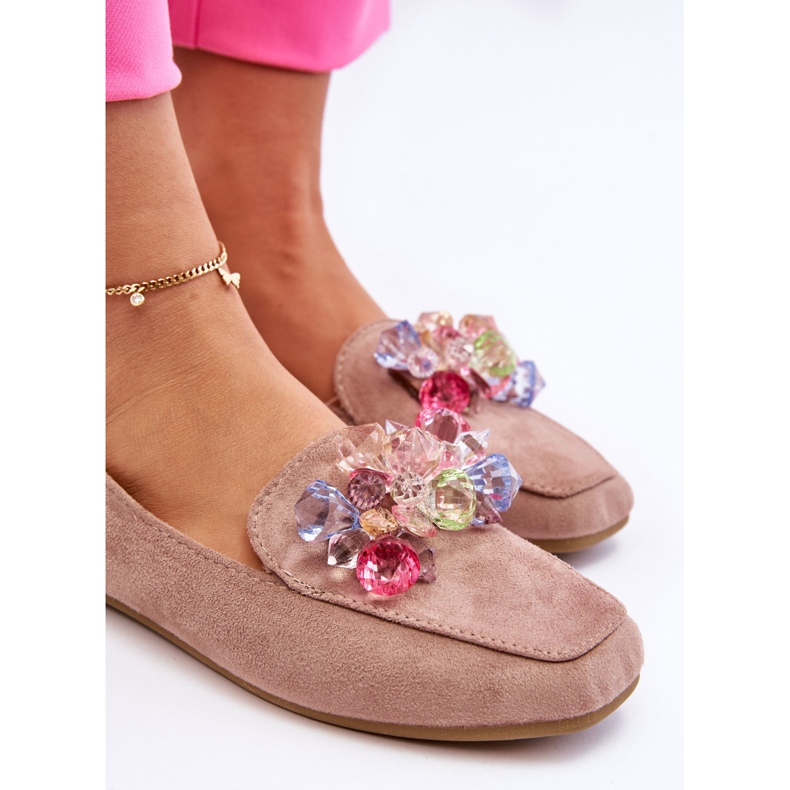 PS1 Mocassino In Camoscio Con Cristalli Decorativi Beige Scuro Arvilla 2