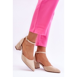 Décolleté con tacco in pelle scamosciata Promessa beige 2