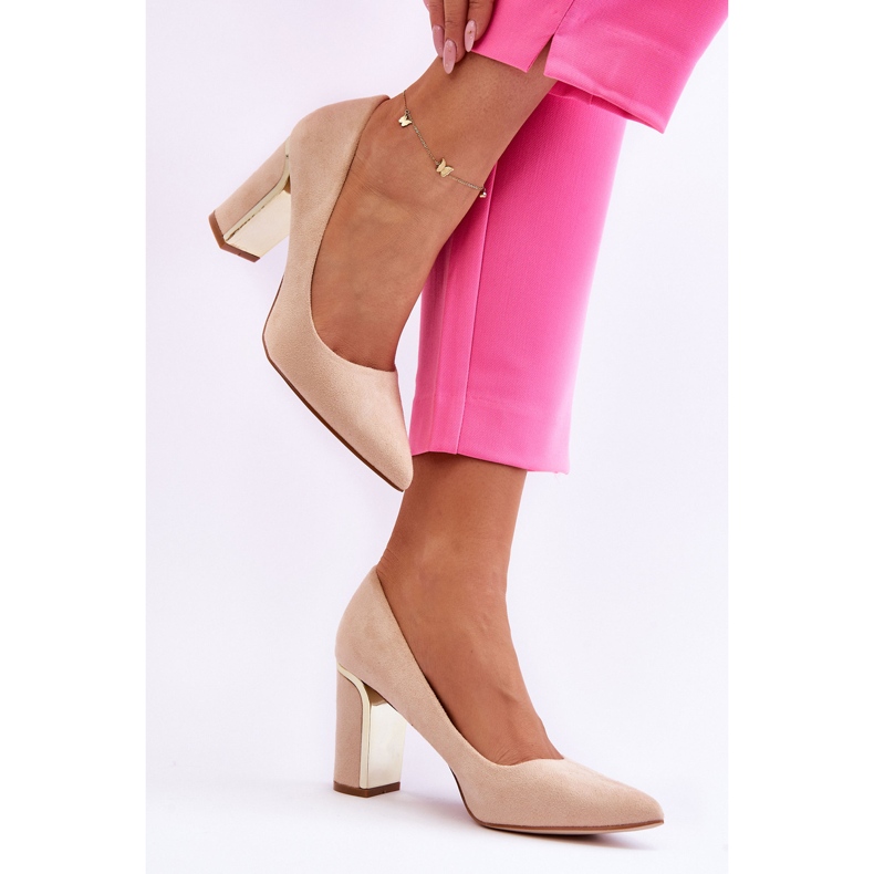 Décolleté Classiche Con Tacco In Pelle Scamosciata Beige Elizabeth 1