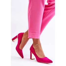 Décolleté con tacco alto in camoscio classico Fucsia Elizabeth rosa 1