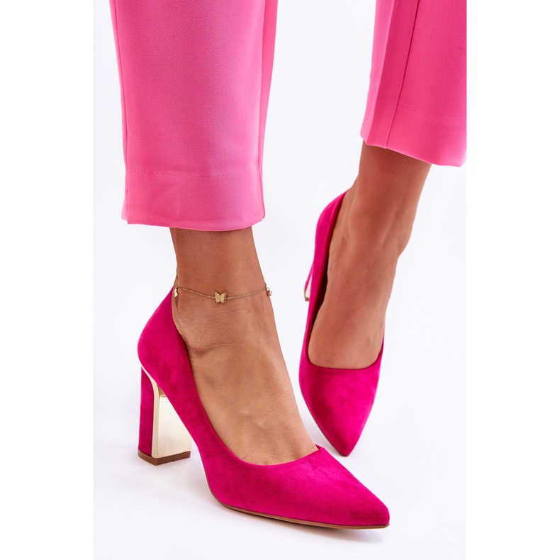 Décolleté con tacco alto in camoscio classico Fucsia Elizabeth rosa 2