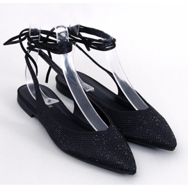 Ballerine con tacco aperto in strass Vonda Black nero 1