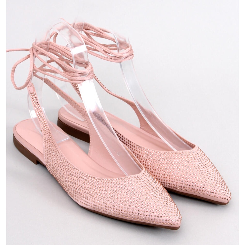 Ballerine con tacco aperto in strass Vonda Nude rosa 1