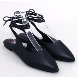 Ballerine stringate Jody Black con tacco aperto nero 1