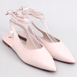 Jody Beige ballerine stringate con tacco aperto 1