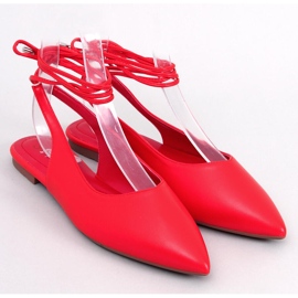 Jody Red ballerine tacco aperto con lacci rosso 1