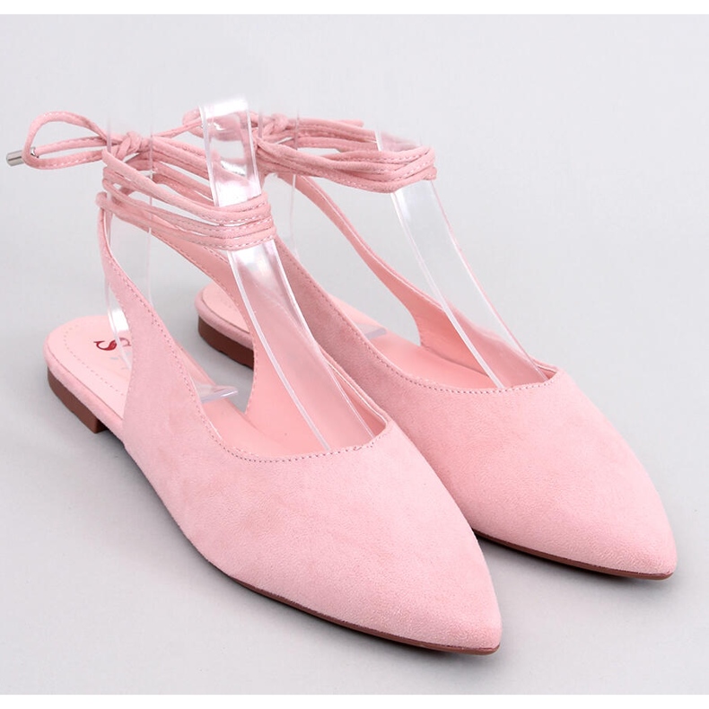Ballerine stringate con tacco aperto Pirson Pink rosa 1