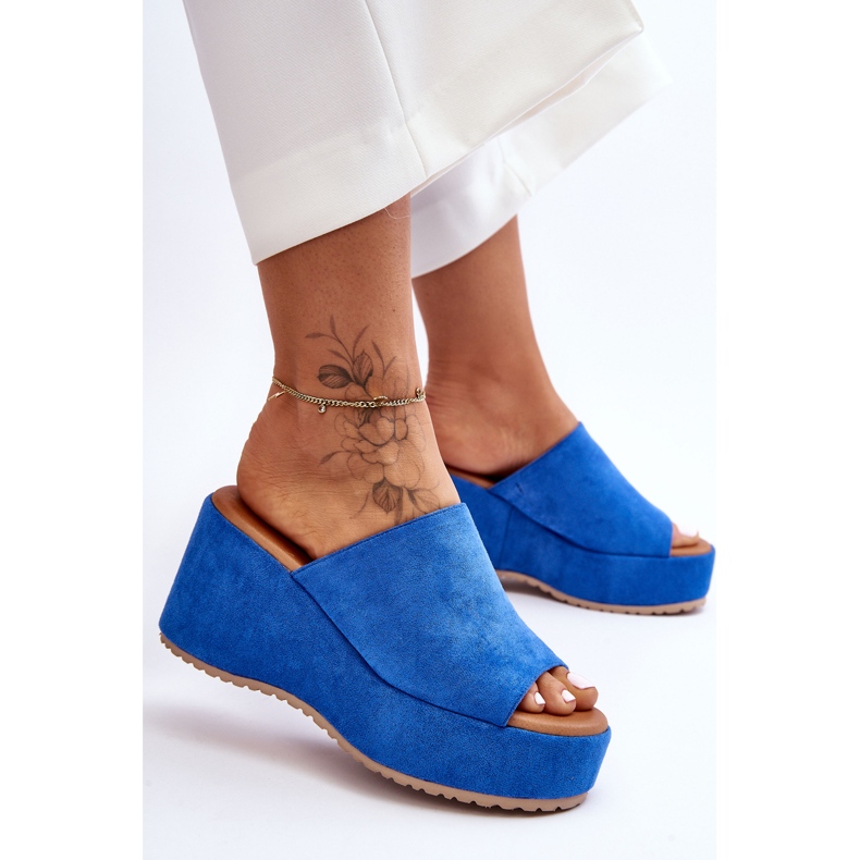 Ciabatte da donna blu Martina Chunky Platform 2