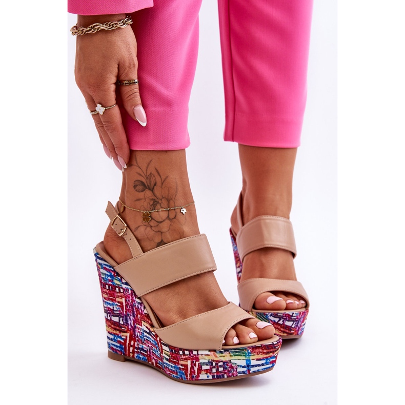 Calderia Sandali Con Zeppa Da Donna Beige 1