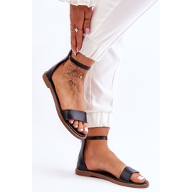 Millou Sandali con cerniera piatta in pelle nera nero 2