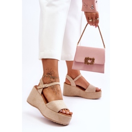 Sandali Con Zeppa In Pelle Scamosciata Da Donna Beige Lydia 2
