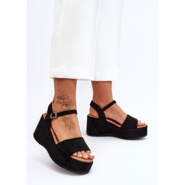 Sandali Con Zeppa In Pelle Scamosciata Da Donna Neri Lydia nero 1