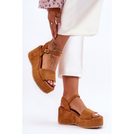 Sandali con zeppa Lydia in pelle scamosciata da donna marrone 2
