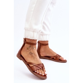 Sandali piatti con cerniera da donna marroni Rise Up! marrone 1