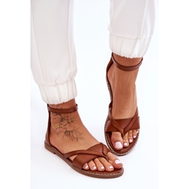 Sandali piatti con cerniera da donna marroni Rise Up! marrone 2
