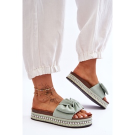Pantofole Da Donna In Camoscio Con Fiocco Lauria Verde 1