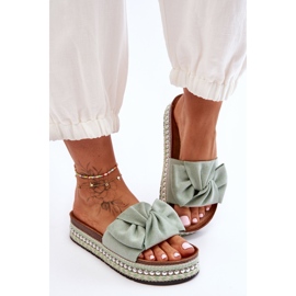 Pantofole Da Donna In Camoscio Con Fiocco Lauria Verde 2