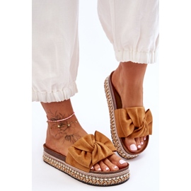 Ciabatte Da Donna In Camoscio Con Fiocco Lauria Cammello marrone 2