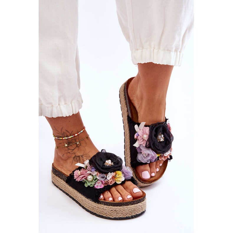 Materiale Pantofole Con Fiori Nessa Nera nero 1