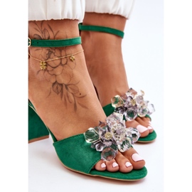 Eleganti sandali con cristalli sui tacchi Cameron Green verde 4