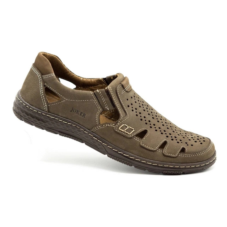 Joker Scarpe estive da uomo in pelle, slip-on 500J oliva verde 2
